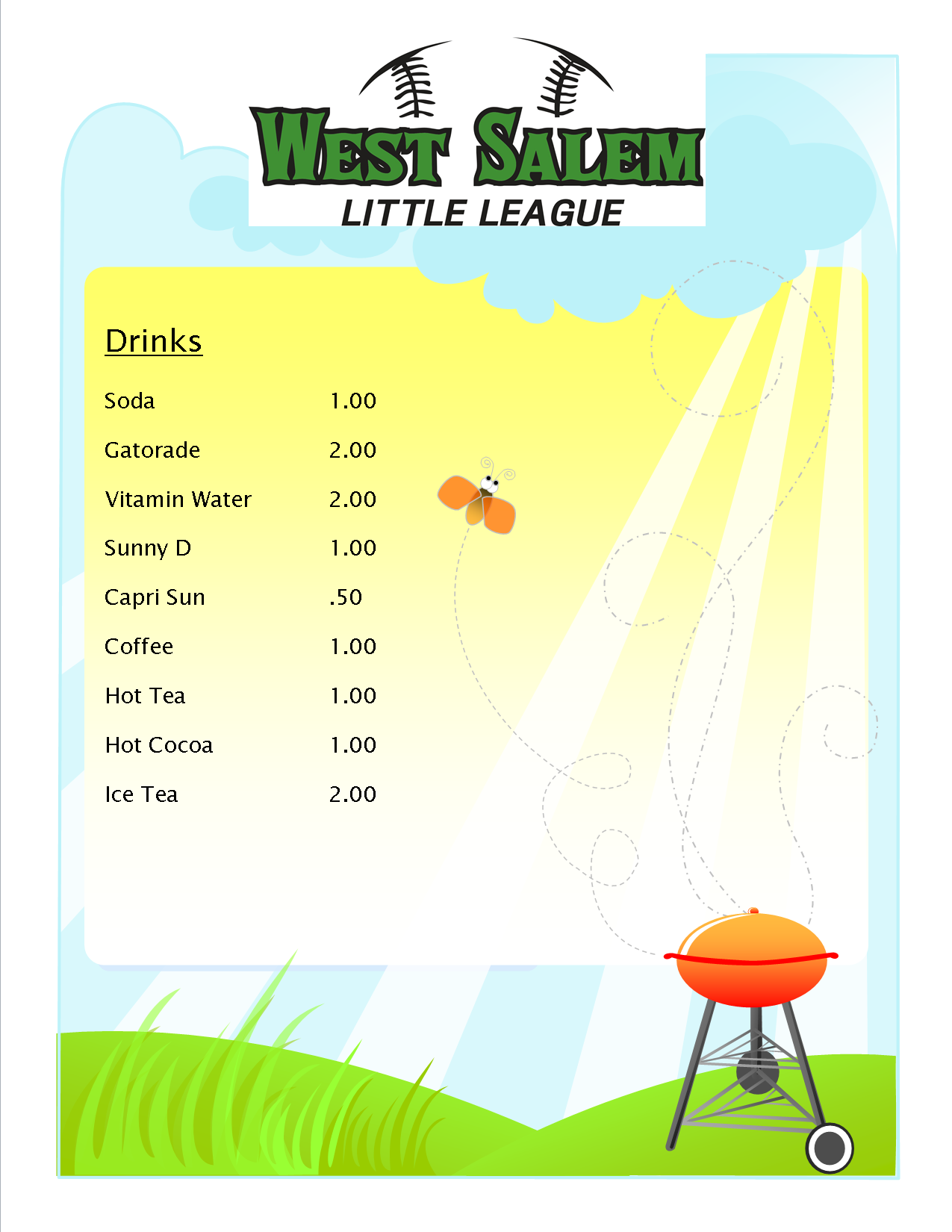 Snack Shack Hours and Menu